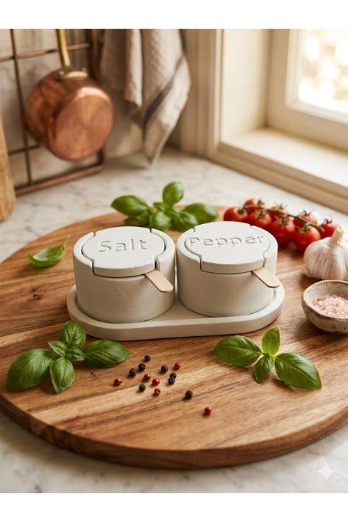 Concrete Design Stone Salt and Pepper Shaker Set