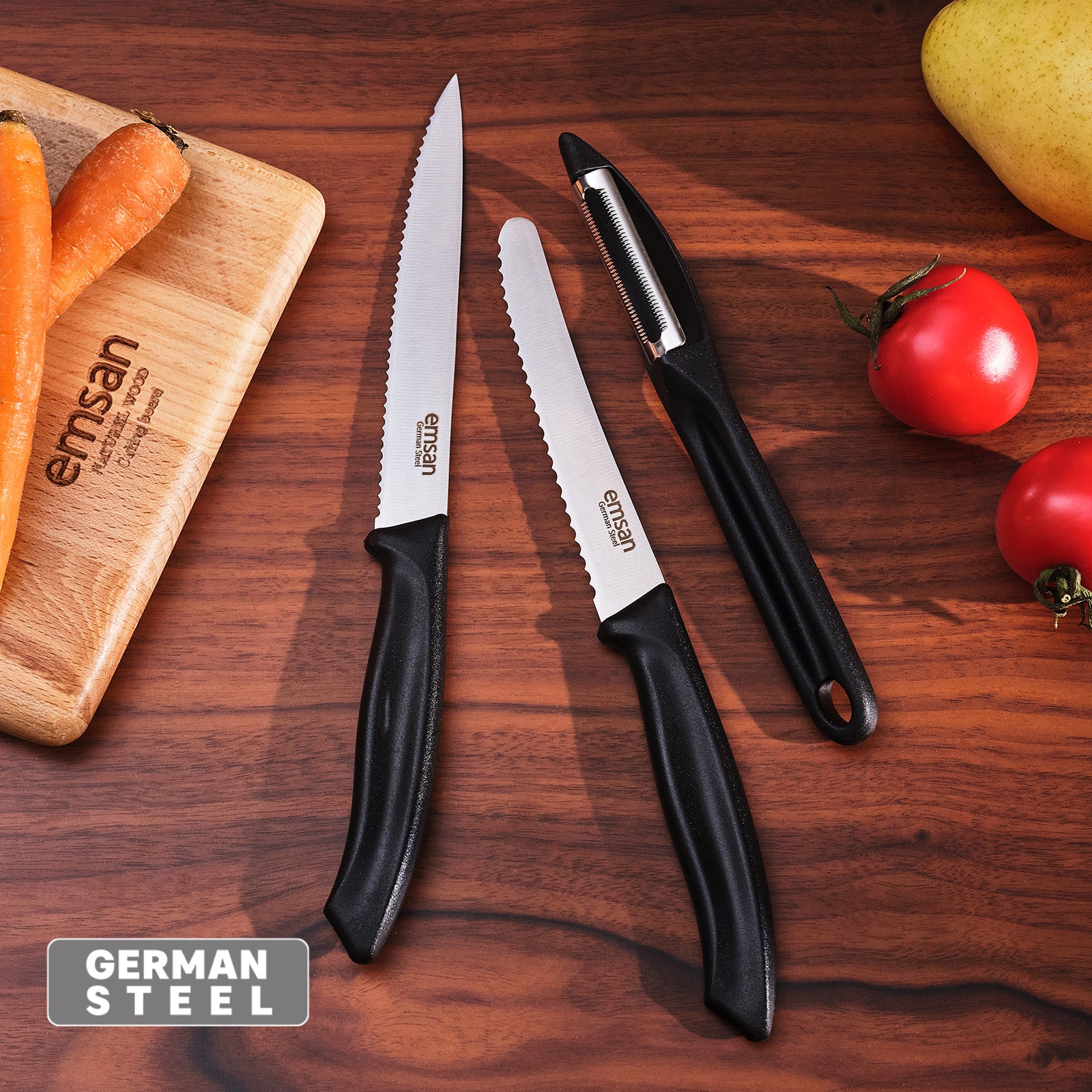 Emsan 3-Piece Peeler Knife Set