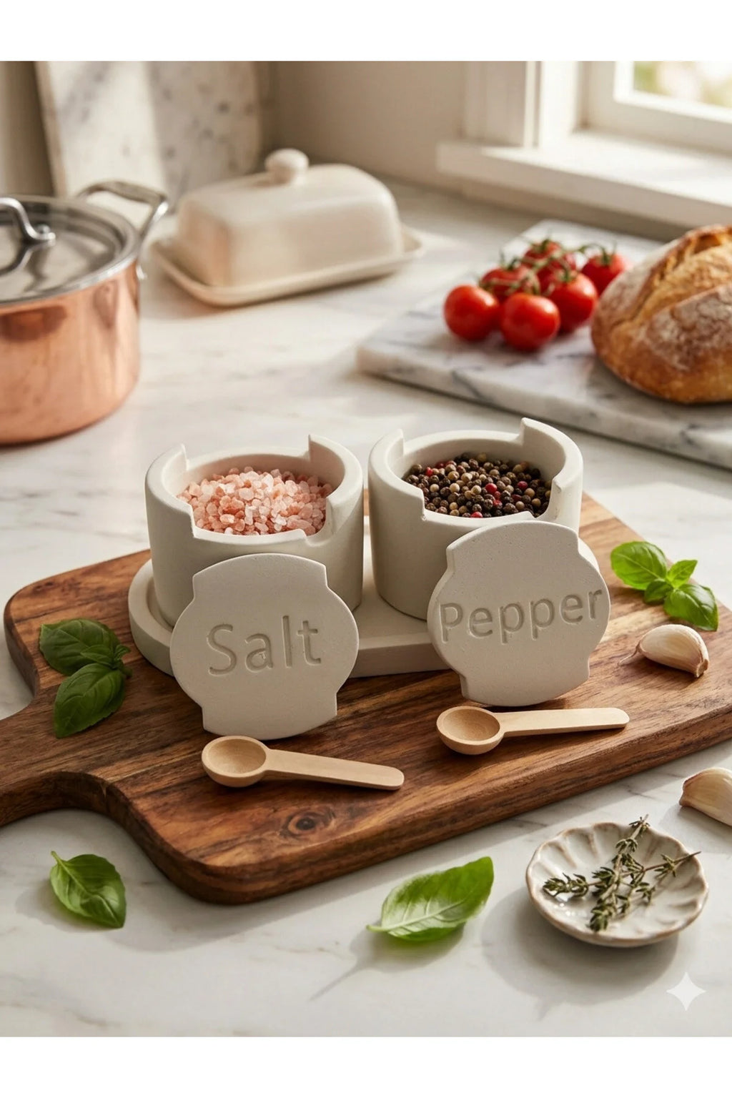 Concrete Design Stone Salt and Pepper Shaker Set