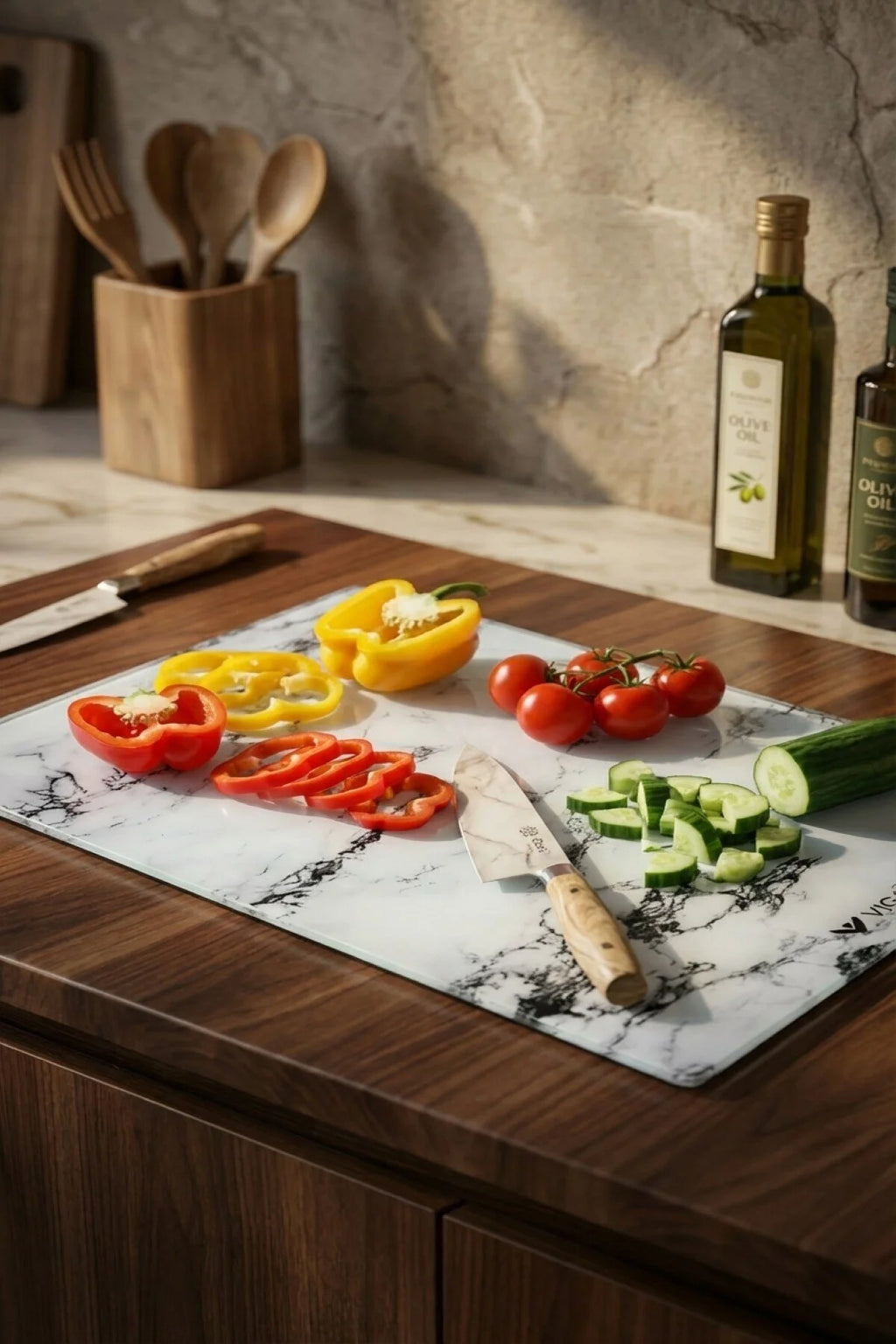 white marble glass cutting board