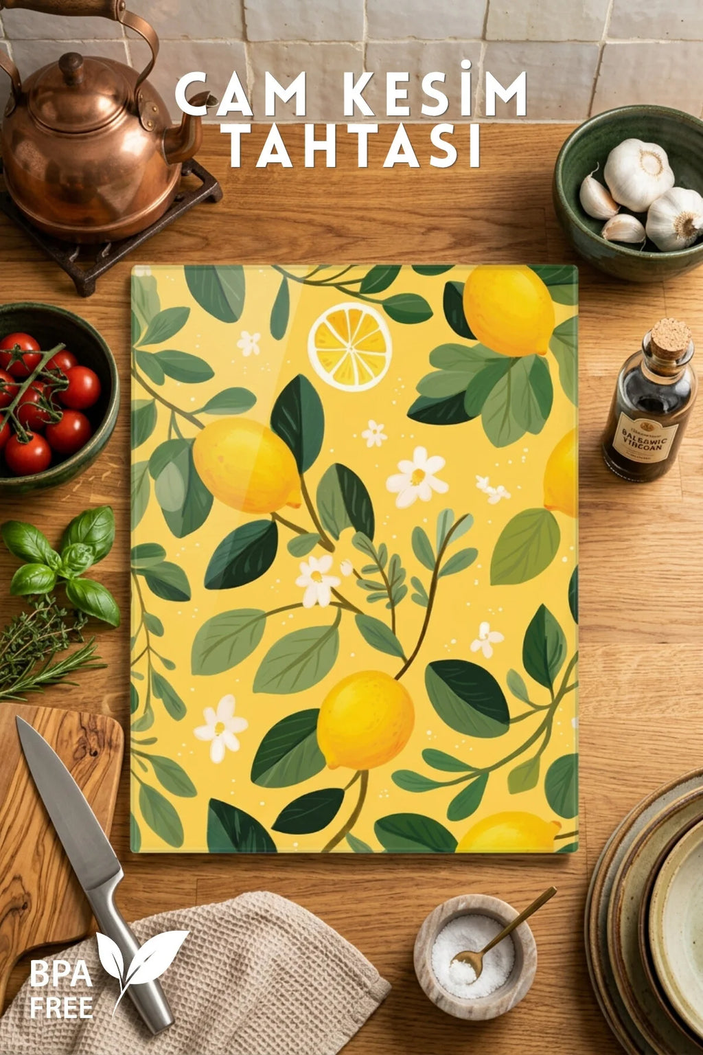 Lemon glass cutting board - 25*35 cm
