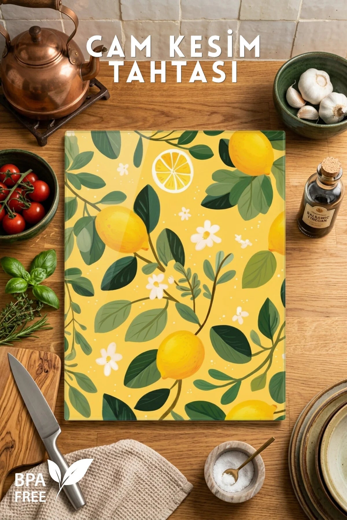 Lemon glass cutting board - 25*35 cm