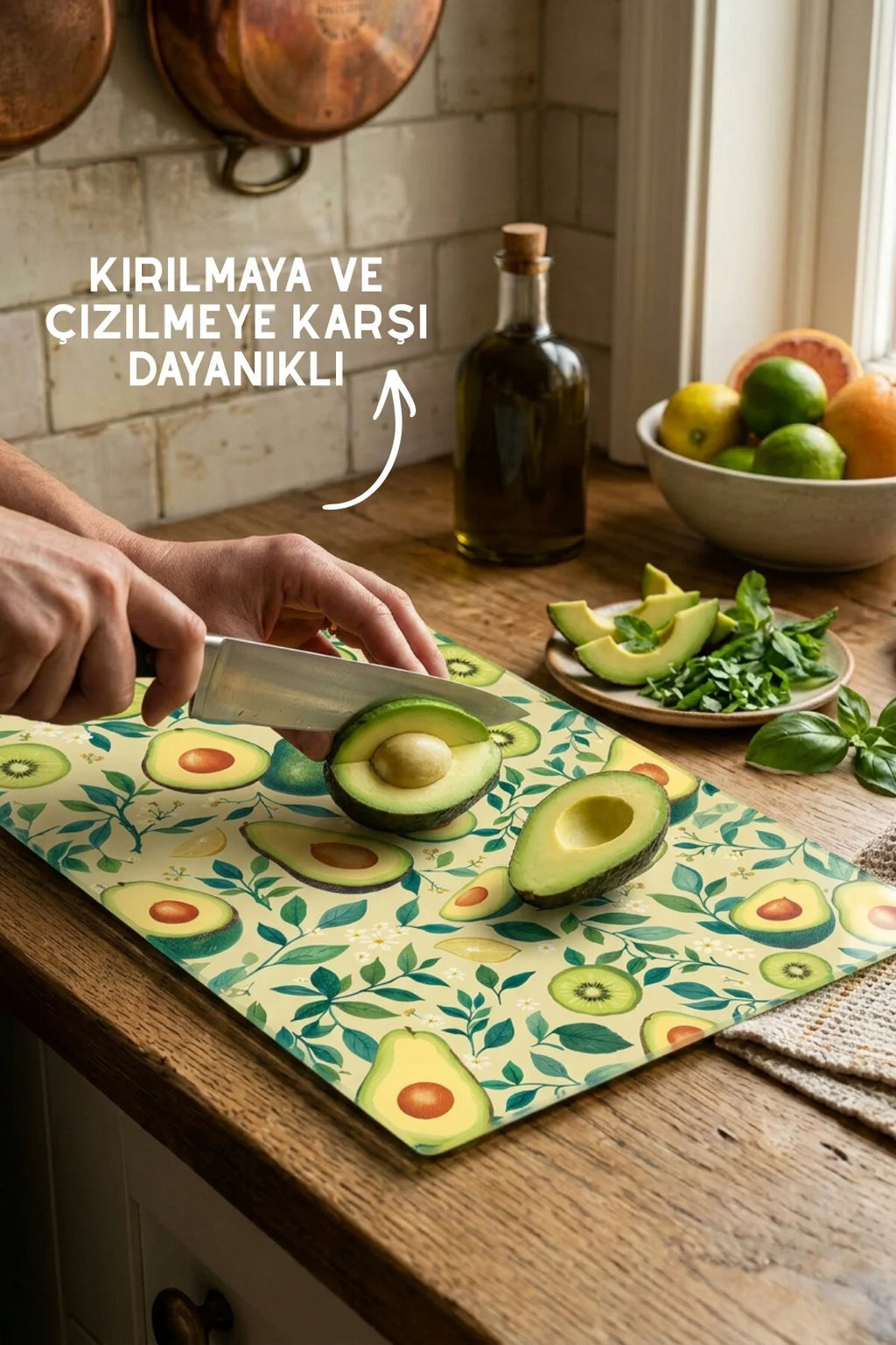 Avocado glass cutting board - 25*35 cm