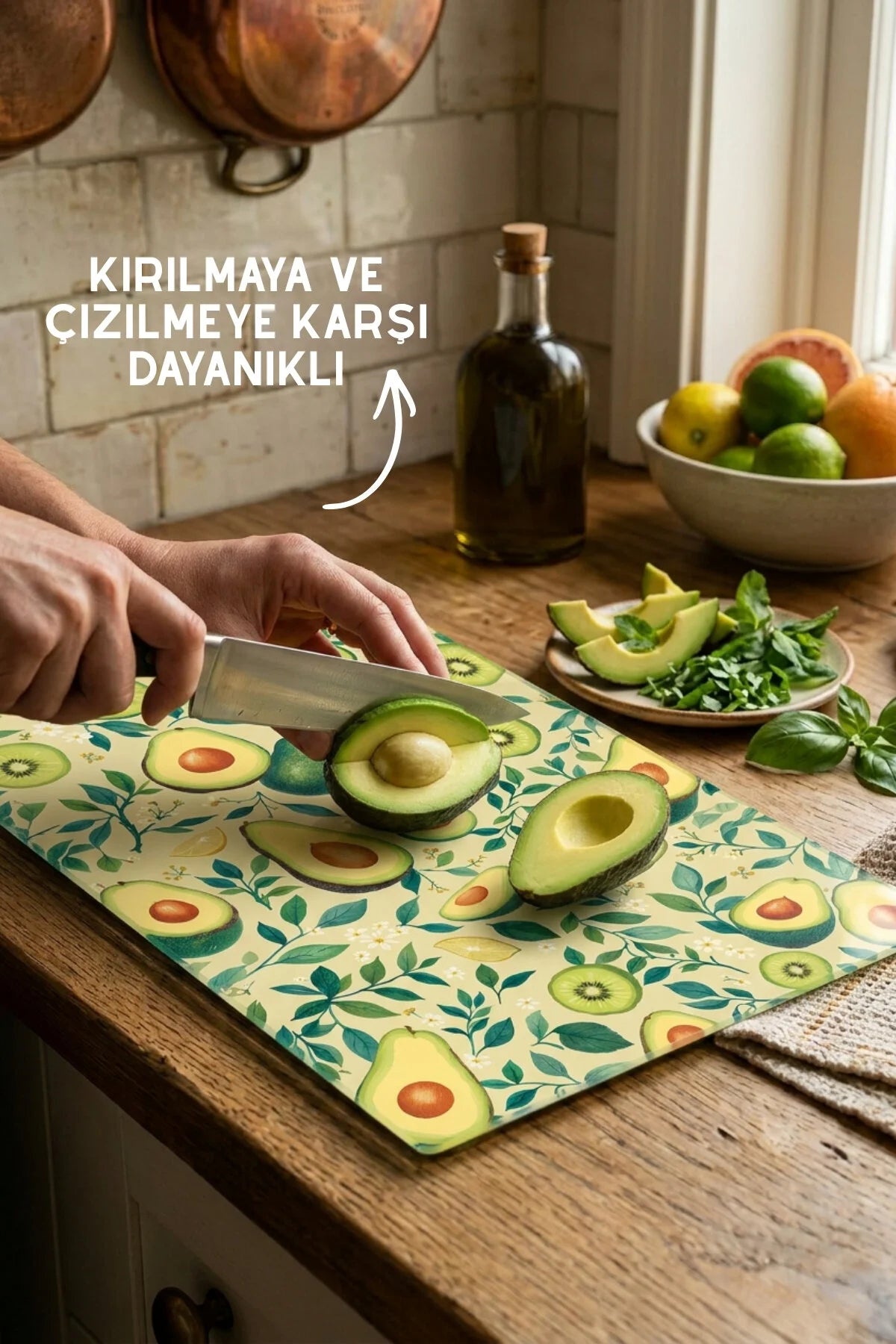 Avocado glass cutting board - 25*35 cm