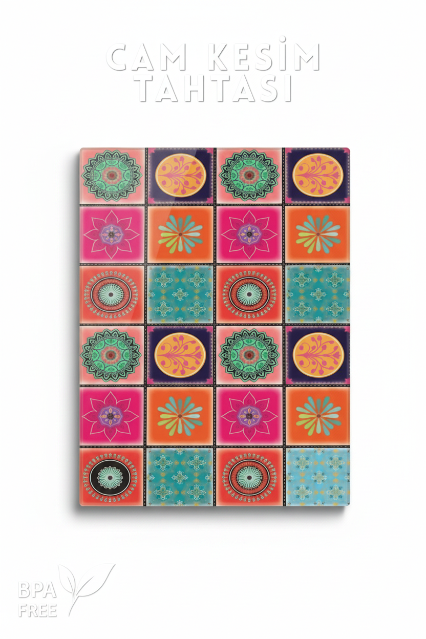 Patterned Glass Cutting Board - 25x35cm