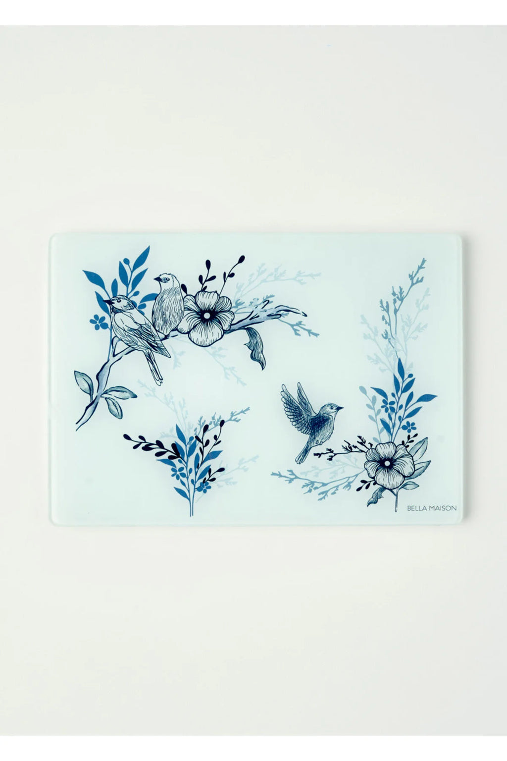 Blue birds  Glass Cutting Board  (35x25 cm)