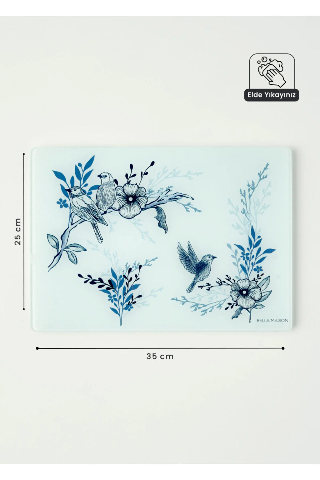 Blue birds  Glass Cutting Board  (35x25 cm)