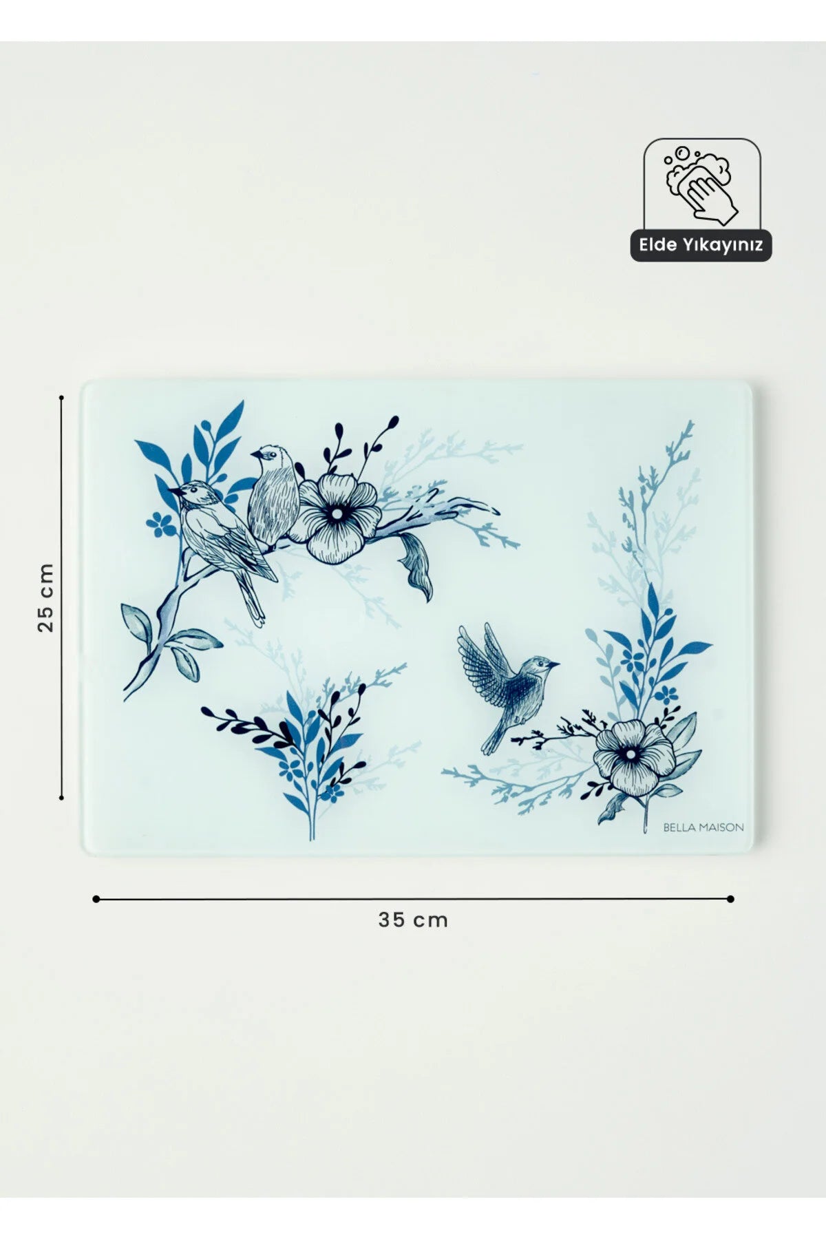 Blue birds  Glass Cutting Board  (35x25 cm)