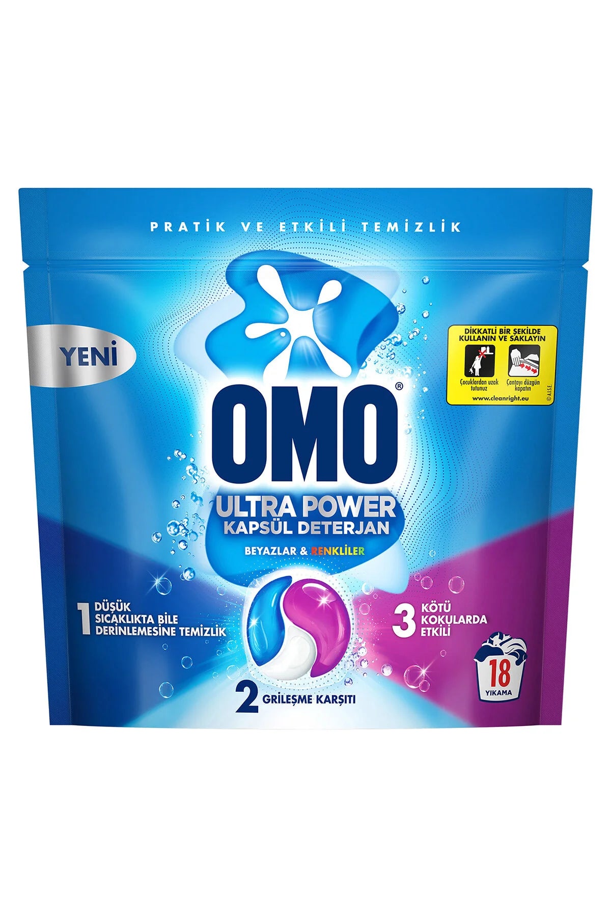Omo  Ultra Power Capsule Detergent for Whites and Colors- 18 capsules