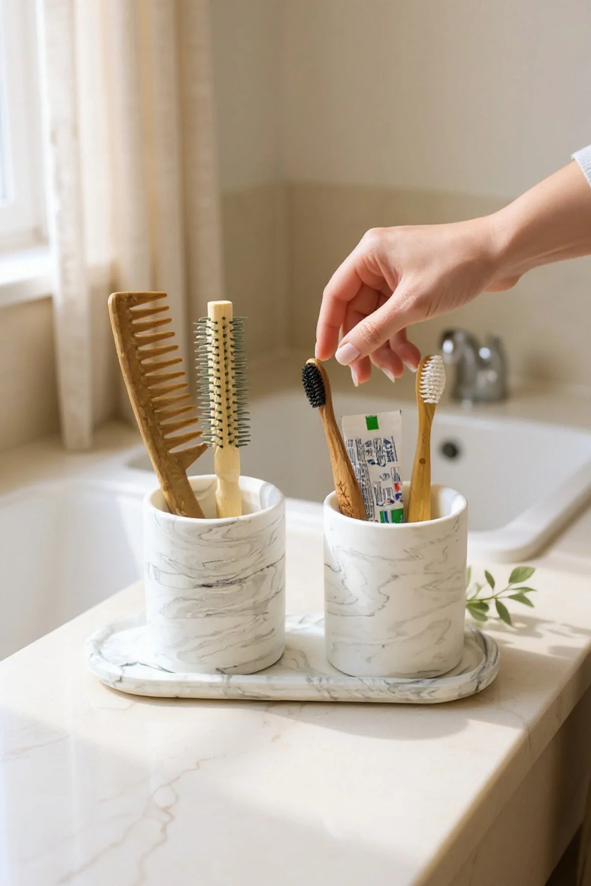 Bathroom set with tray