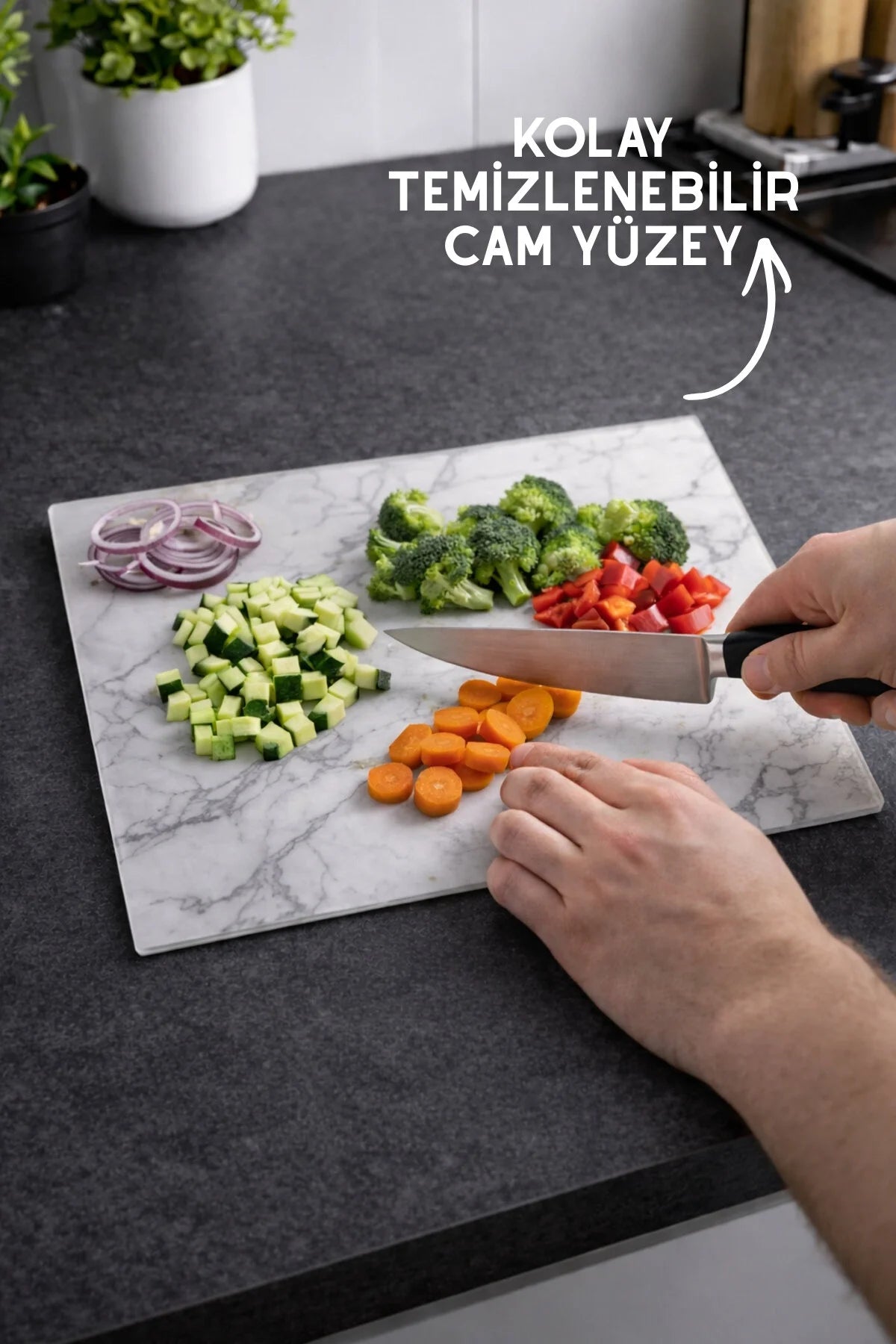 Marble Pattern Glass Cutting Board - 25x35cm