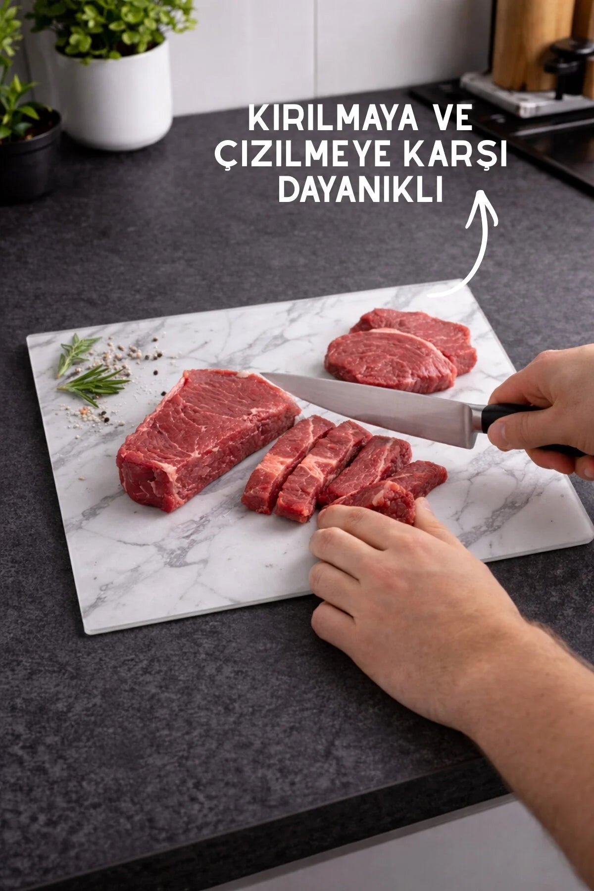 Marble Pattern Glass Cutting Board - 25x35cm