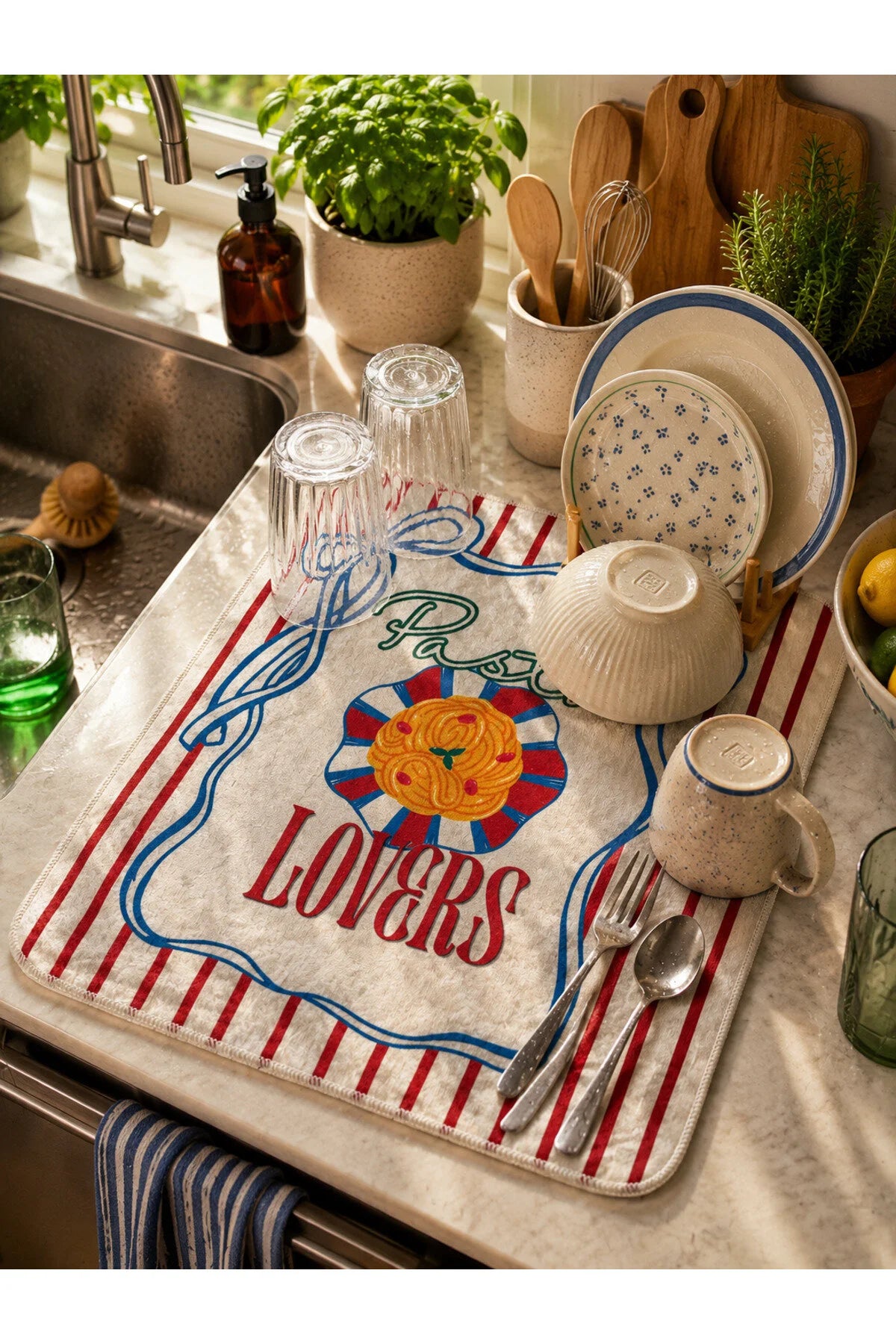 Dish Drying Mat - 40*50 cm - pasta lovers