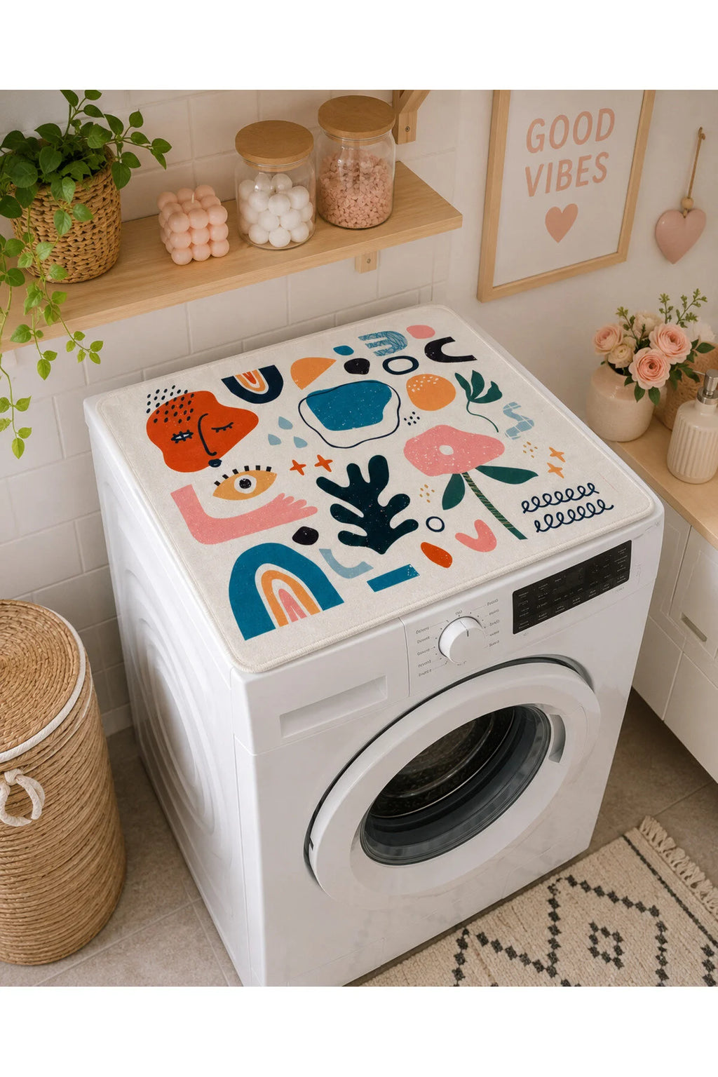 Washing Machine Protective Cover - Non-Slip Mat 60x60 cm - Abstract