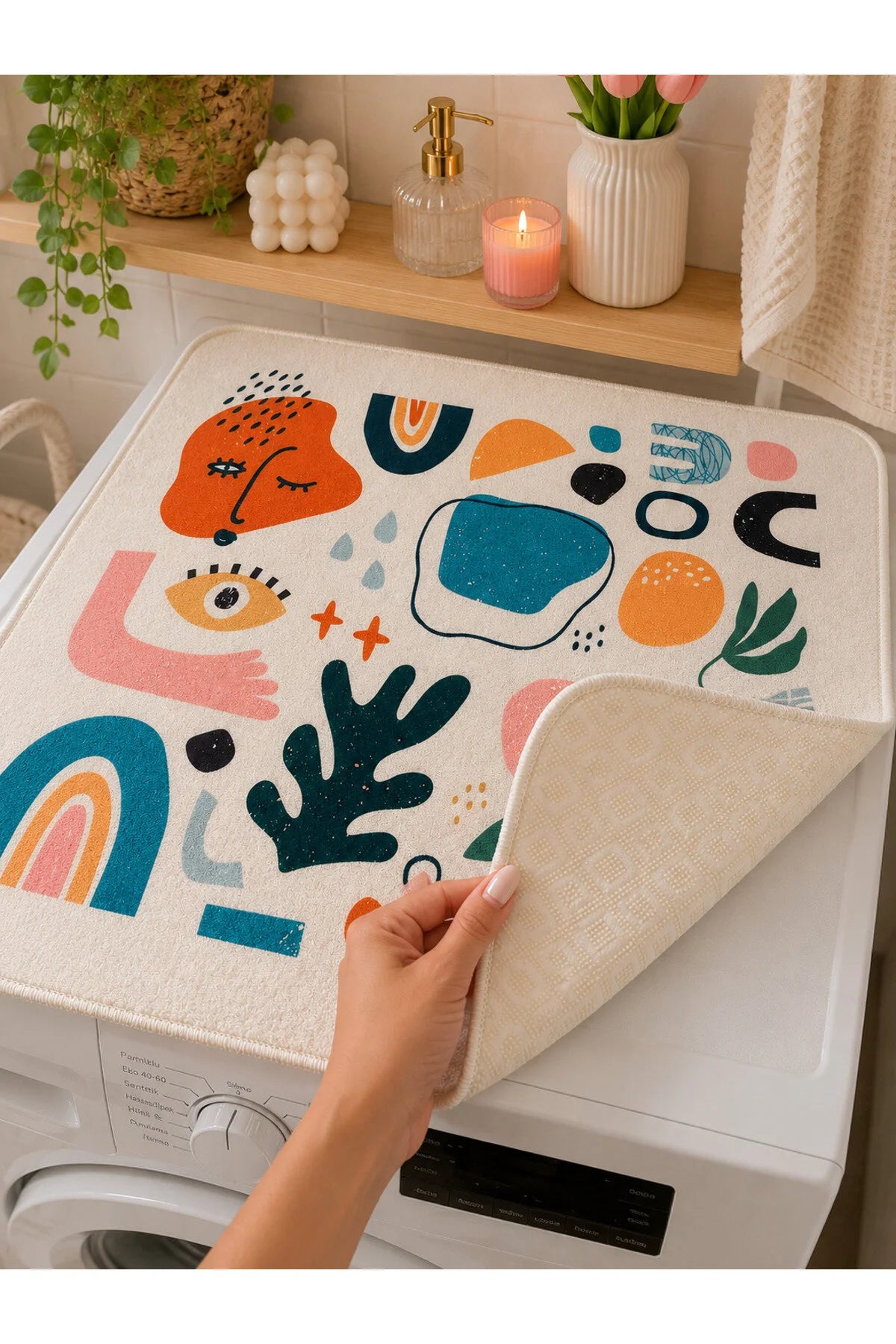 Washing Machine Protective Cover - Non-Slip Mat 60x60 cm - Abstract