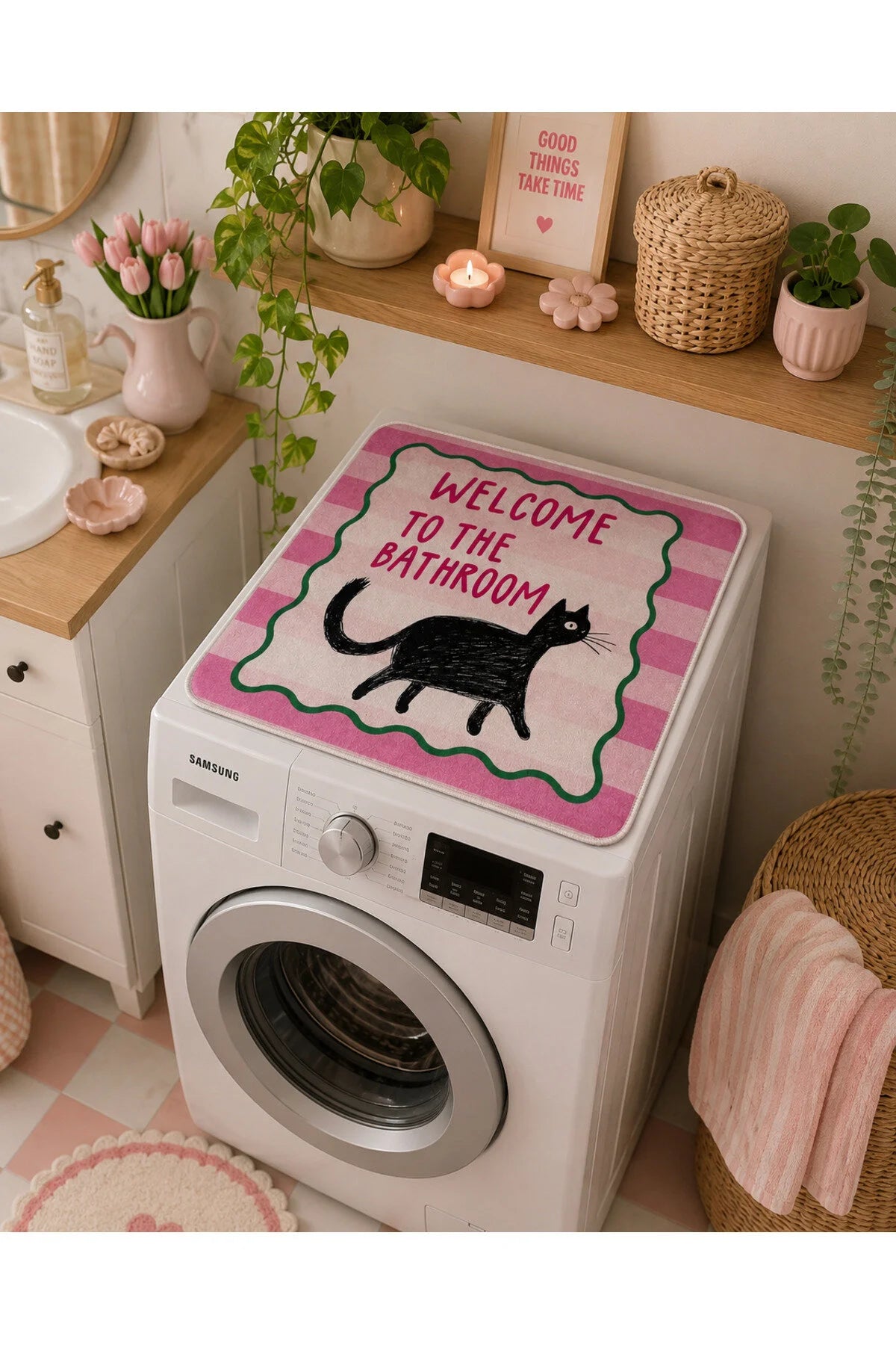 Washing Machine  Protector Cover - Non-Slip Mat 60x60 cm - Guard Cat