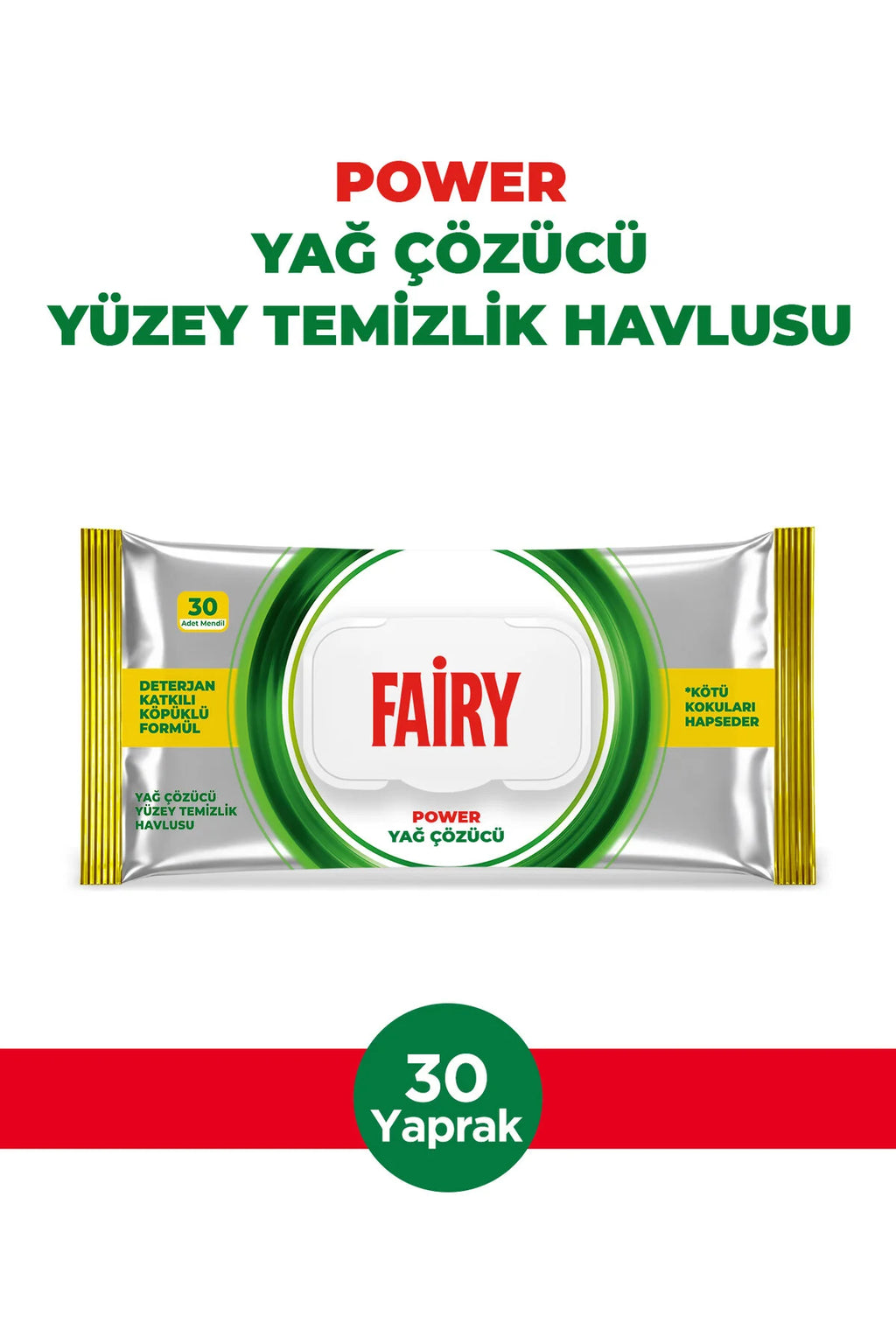 Fairy  Power Grease Remover Surface Cleaning Wipes, 30 Sheets