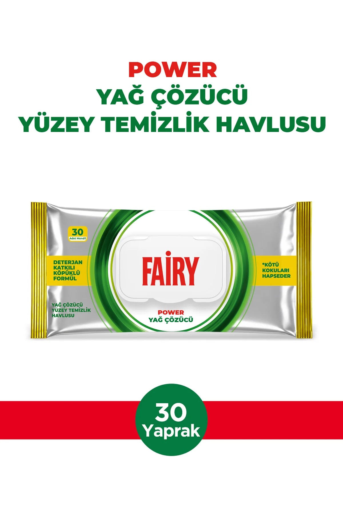 Fairy  Power Grease Remover Surface Cleaning Wipes, 30 Sheets