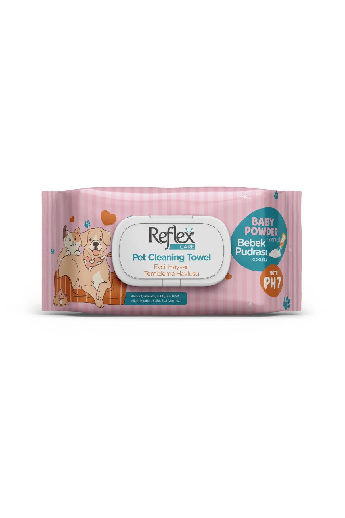 Reflex Cleaning Wipes for Pet| 50 sheets|  Baby Powder Scented