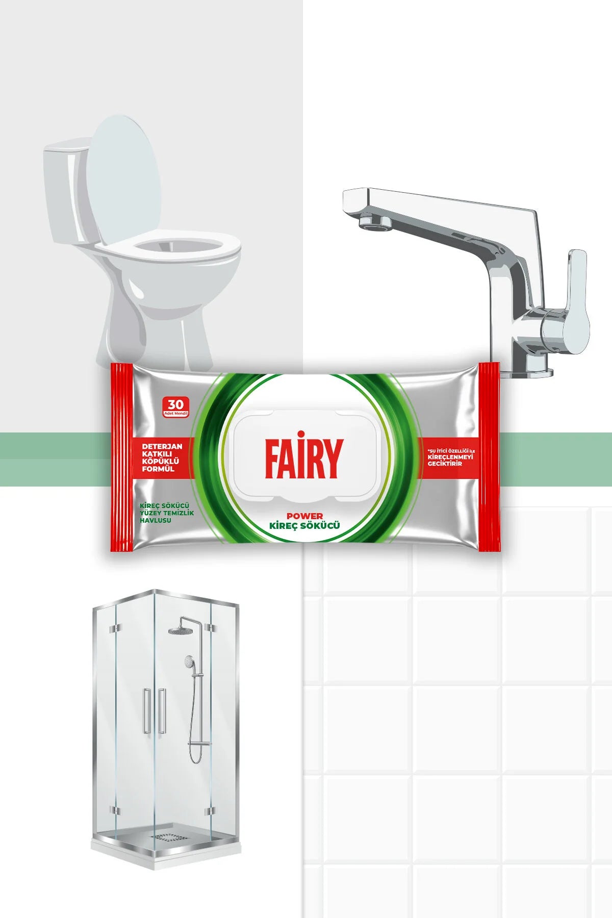 Fairy  Power Limescale Remover Surface Cleaning Wipes| 30 Sheets