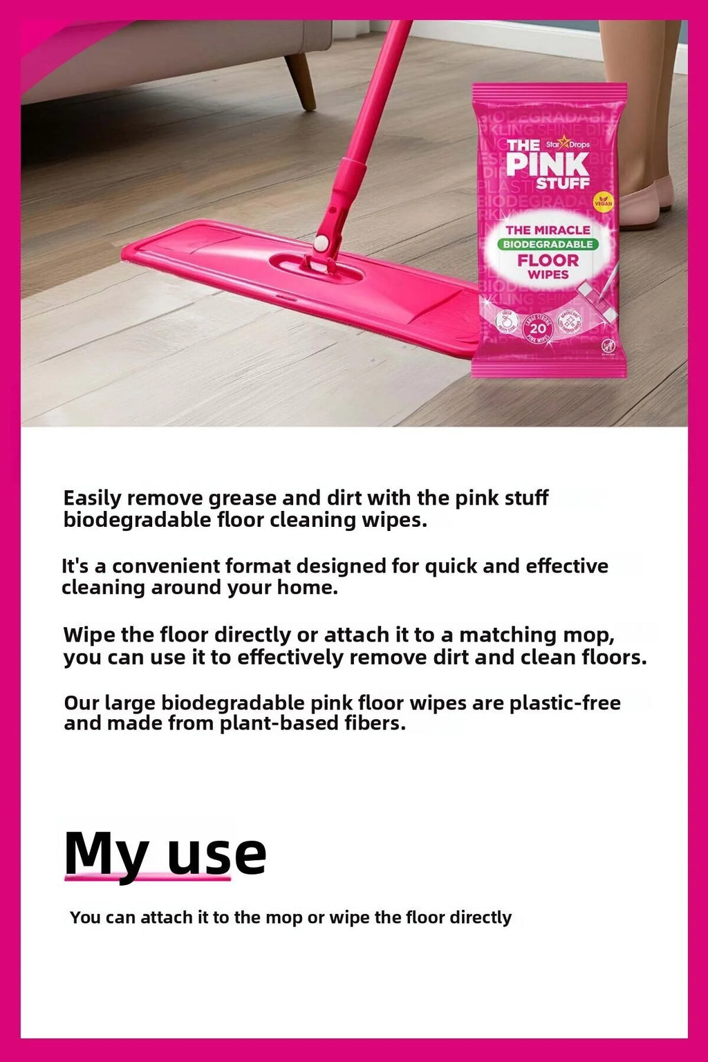 ThePinkStuff  Multipurpose Floor Cleaning Wipes / 20 Wipes