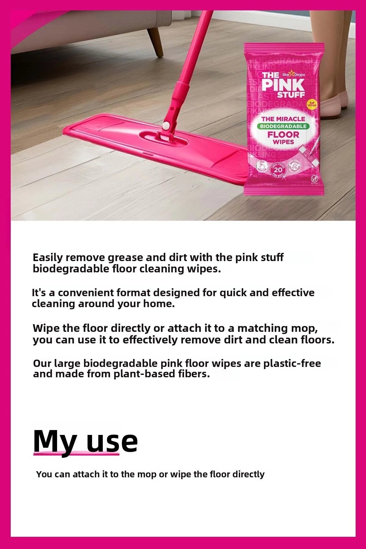 ThePinkStuff  Multipurpose Floor Cleaning Wipes / 20 Wipes
