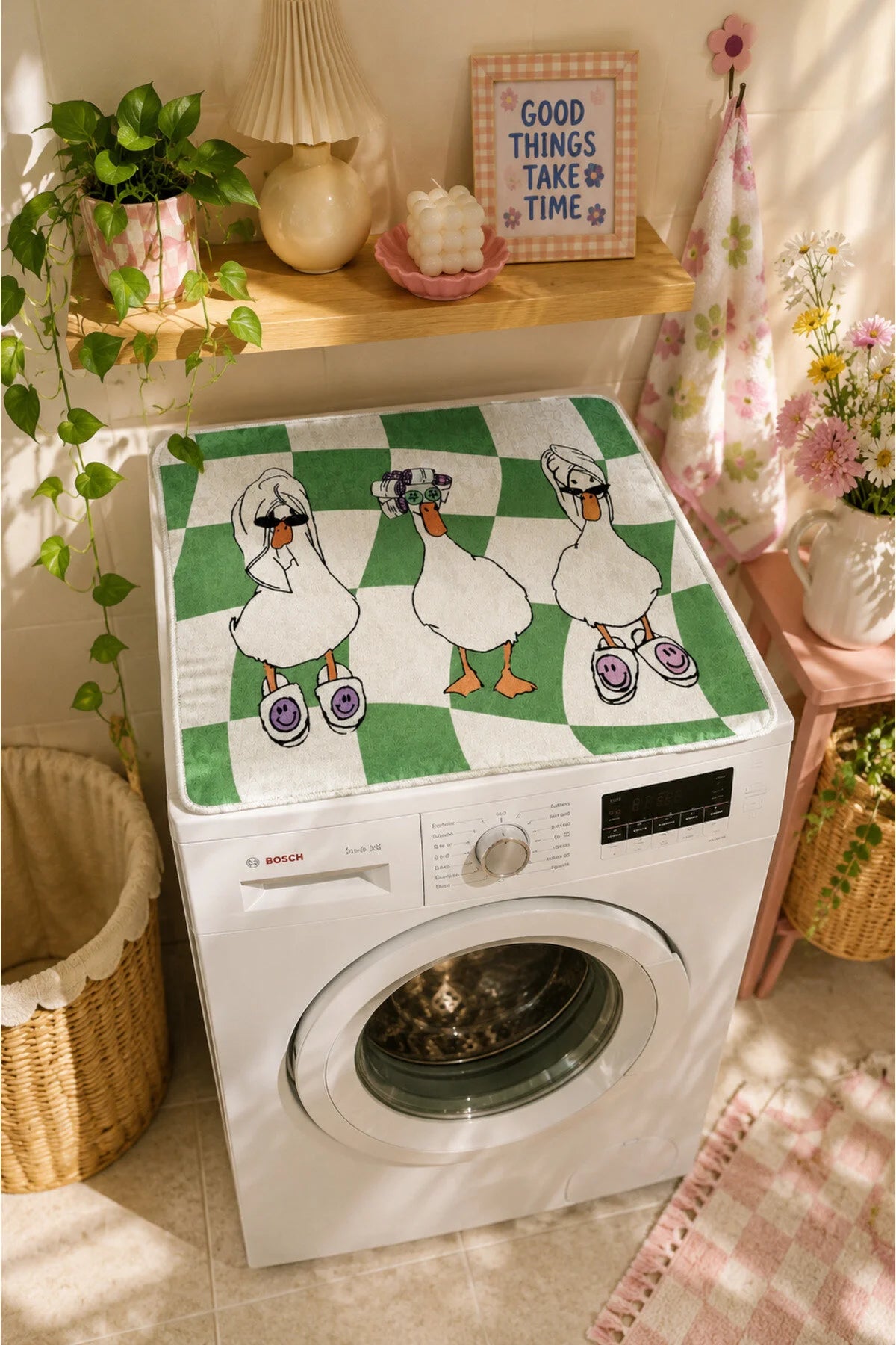 Washing Machine  Protector Cover - Non-Slip Mat 60x60 cm - duck