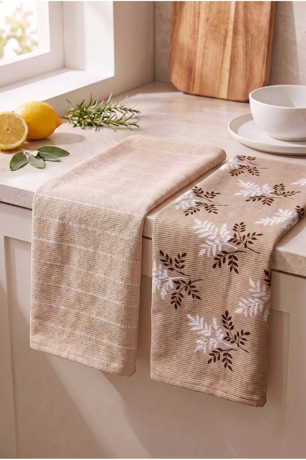 Lint-Free Printed Kitchen and Hand towels | 2 Pieces