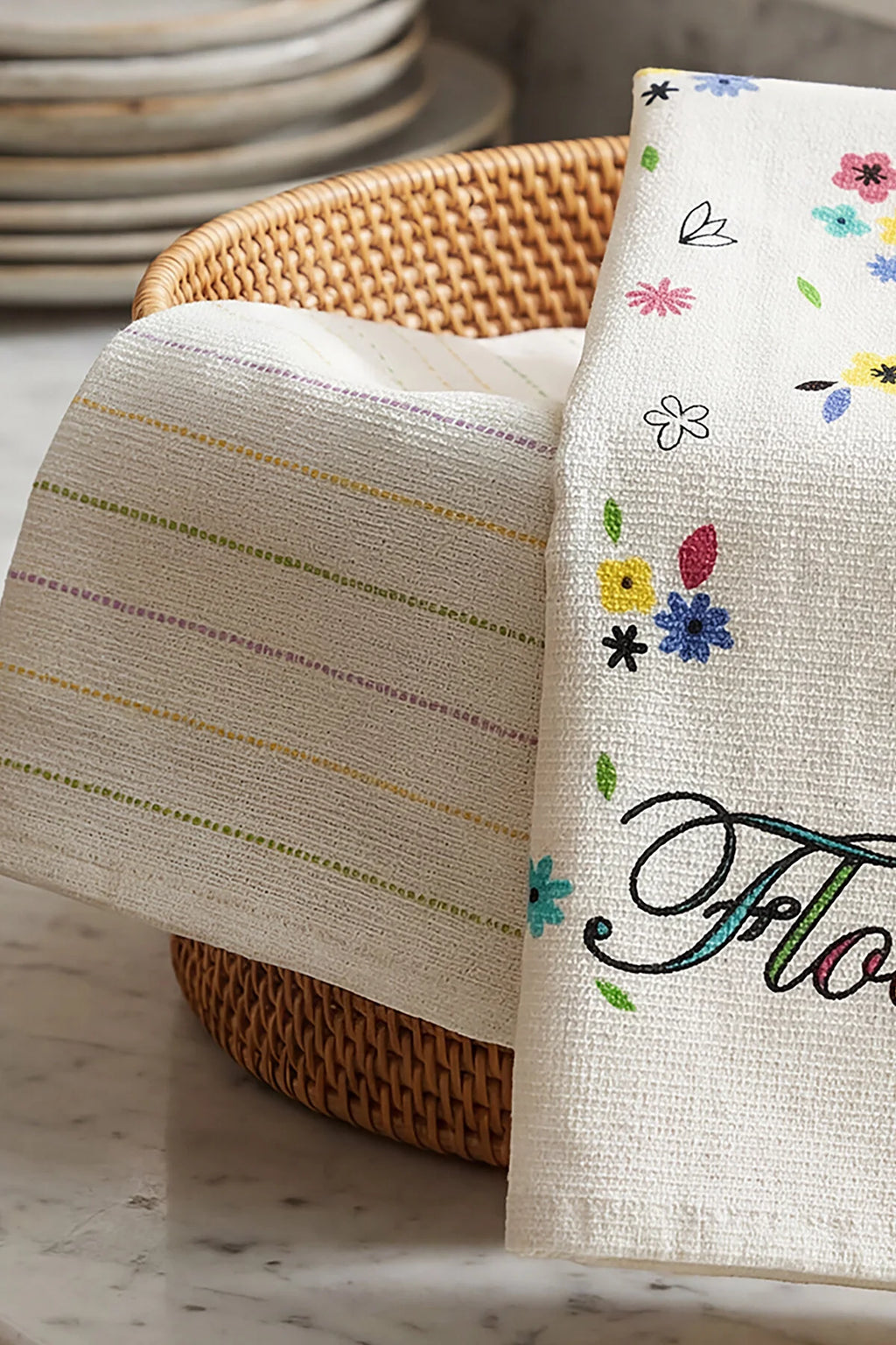 Lint-Free Printed Kitchen and Hand towels | 2 Pieces