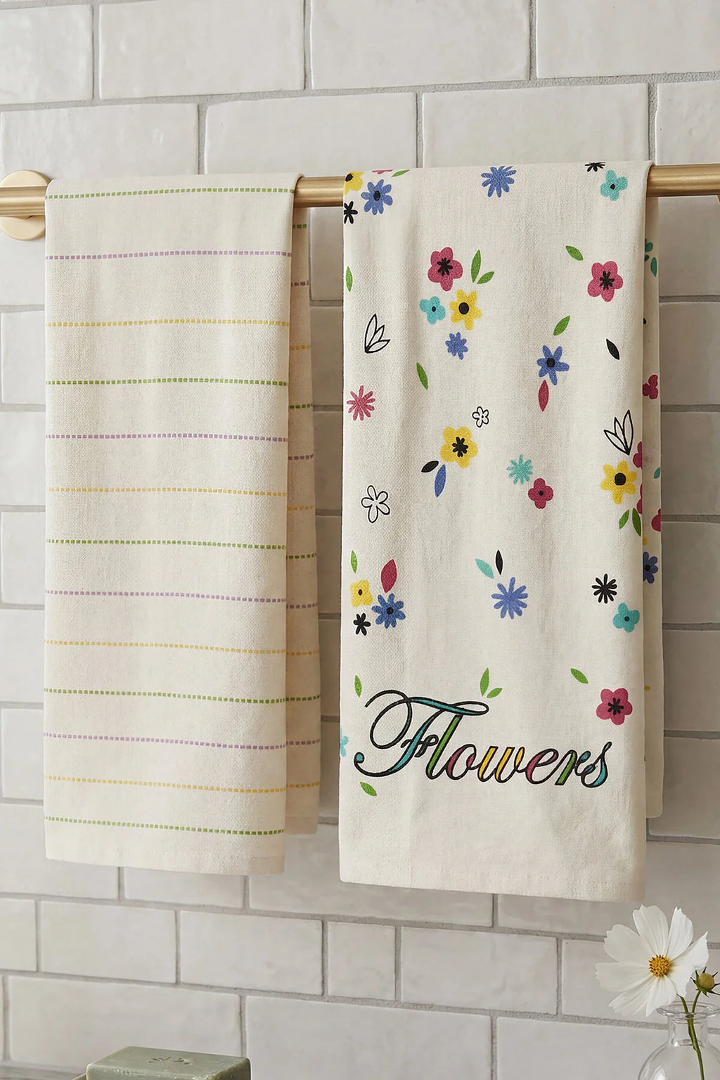 Lint-Free Printed Kitchen and Hand towels | 2 Pieces