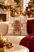 Embroidered Cushion Cover - 43*43 Cm - Cookie Cream Plaid Christmas