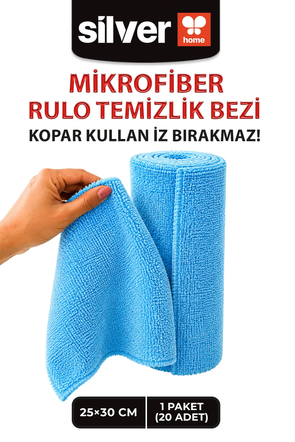 SILVER HOME Microfiber Cleaning Towels | 25x30 cm